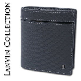 ランバンコレクション LANVIN COLLECTION 牛革 二つ折り財布 メンズ グレー コンパクト ミニ財布 箱なし