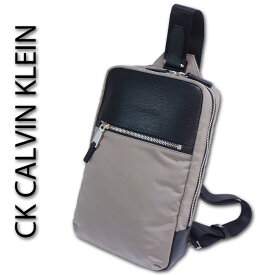 CKカルバンクライン CK CALVIN KLEIN 牛革/ナイロン ボディバッグ テンプル メンズ グレー系 ワンショルダーバッグ 日本製 定価27,500円 レザー