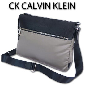 CKカルバンクライン CK CALVIN KLEIN 牛革/ナイロン ショルダーバッグ A4 テンプル メンズ グレー系 日本製 軽量 定価28,600円 レザー