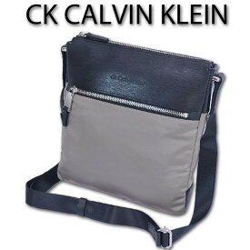 CKカルバンクライン CK CALVIN KLEIN 牛革/ナイロン ショルダーバッグ B5 テンプル メンズ グレー系 日本製 軽量 定価26,400円 レザー