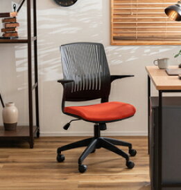 クレコ オフィスチェア 座面オレンジ×脚ブラック 黒 座面高さ45-52 回転式 高さ調節 オフィス リモートワーク 在宅勤務 おしゃれ インテリア シンプル