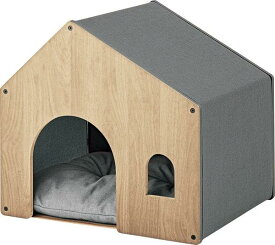 ペットハウス 家型 小型犬用 猫用 ナチュラル 幅50 奥行40 高さ45cm 天然木 おしゃれ クッション 手洗い可能 ペット家具