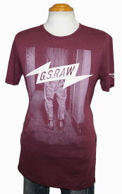 ジースターロウ G-STAR RAW 半袖Tシャツ e メンズ 夏物 ワインレッド エンジ