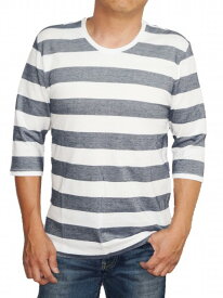 ハイダウェイ ニコル HIDEAWAYS NICOLE 5分袖Tシャツ ボーダー 白 1 8465-9701 メンズ ホワイト グレー 夏物 半袖