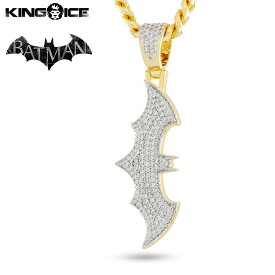 King Ice×BATMAN キングアイス バットマン ロゴ ネックレス ゴールド VVS Diamond "Batman Logo Necklace" 人気ブランド アクセサリー 金メッキ メンズ レディース 男女兼用