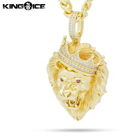 King Ice キングアイス ネックレス ゴールド ロアリングライオン モチーフ VVS ダイヤモンド "Classic Roaring Lion Necklace" 人気ブランド アクセサリー 金メッキ メンズ レディース 男女兼用 送料無料