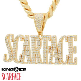 Scarface×King Ice スカーフェイス キングアイス ネックレス ゴールド VVS Diamond ホワイトストーン "Scarface Logo Necklace" 人気ブランド アクセサリー 金メッキ メンズ レディース 男女兼用 送料無料