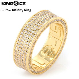 King Ice キングアイス ジルコニアストーン ホワイトストーン リング 指輪 ゴールド "5-Row Infinity Ring" ステンレススティール ジュエリー アクセサリー 金メッキ 14K メンズ レディース 男女兼用 送料無料