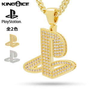 King Ice×PlayStation LOACX vCXe[V lbNX S[h WRjAXg[ "14K Gold Iced Out Classic PS Logo Necklace" lCuh ANZT[ bL Y fB[X