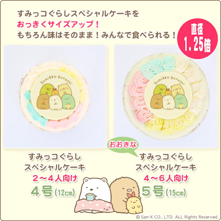 楽天市場 誕生日ケーキ おおきな すみっコぐらしスペシャルケーキ 5号 15センチ 黄桃と苺の生クリームケーキ 大きな 公式グッズ すみっこぐらし バースデーケーキ お誕生日プレート ローソク 名前入れ用転写シート キャラクター 菓子