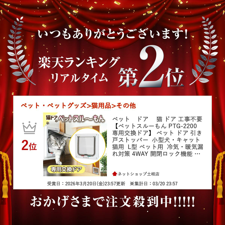 楽天市場】ペット ドア 猫 ドア 工事不要 【ペットスルーもん PTG-2200