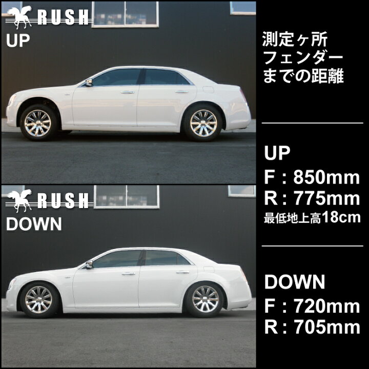 楽天市場 Rush 車高調 クライスラー 300 車高短 モデル フルタップ車高調 全長調整式車高調 減衰力調整付 Rush Damper Import Class 車高調通販 Transport 楽天市場店