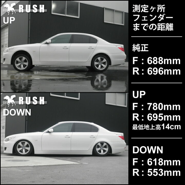 楽天市場 Rush 車高調 Bmw E60 5シリーズ セダン 車高短 モデル フルタップ車高調 全長調整式車高調 減衰力調整付 Rush Damper Import Class 車高調通販 Transport 楽天市場店