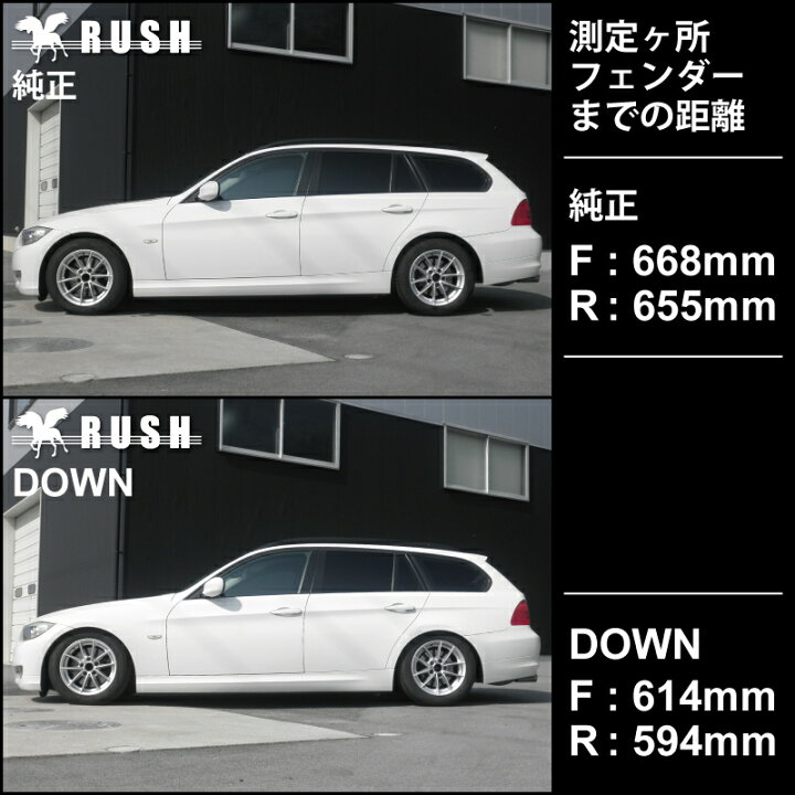 楽天市場 Rush 車高調 Bmw E91 3シリーズ ツーリング ワゴン 車高短 モデル フルタップ車高調 全長調整式車高調 減衰力調整付 Rush Damper Import Class 車高調通販 Transport 楽天市場店
