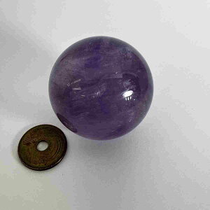 NO:21519 アメシスト 約42mm玉 アメジスト 球体 玉 スフィア ボール 球 天然石 送料無料 即決 パワーストーン 紫水晶 水晶 紫