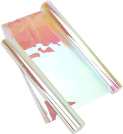 オーロラフィルム 透明シート 無地 薄紙 カット可能 ラッピング DIY 工作 装飾 37.5cm×1m 2巻 (レッド)