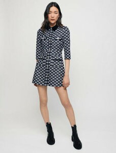 maje Jacquard dress with bow pattern �����s�[�X