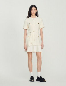 SANDRO �T���h�� Tweed-Effect Woollen Coat Dress �����s�[�X �h���X