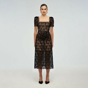 Self-Portrait �Z���t�|�[�g���[�g Black Guipure Fitted Midi Dress �����s�[�X �Z���t�|�[�g���C�g
