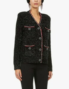 Self-Portrait �Z���t�|�[�g���[�g Black Metallic Yarn Cardigan �J�[�f�B�K�� �Z���t�|�[�g���C�g