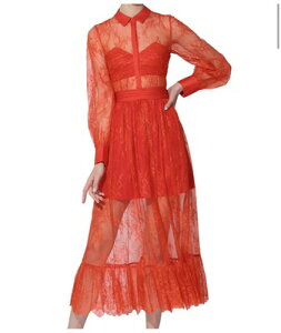 Self-Portrait �Z���t�|�[�g���[�g Orange Fine Floral-Lace Dress �����s�[�X �h���X �Z���t�|�[�g���C�g