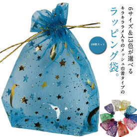 100枚セット ラッピング袋 巾着袋 メッシュ 中身見える 透明 キラキラ ラメ おしゃれ ミニ 大きい ギフト お菓子 入れ メッシュ袋 包装袋 ギフトラッピング ギフト袋 小物入れ お菓子入れ オーガンジー バレンタイン クリスマス 誕生日 結婚式 【送料無料】