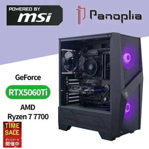�yP5�{�I20��20:00�`26��01:59�܂Łz�y�V�i/�݌Ɍ���z RTX 5060 Ti 8GB Ryzen 7 7700 8�R�A16�X���b�h 3.8GHz �ő� 5.3GHz Windows 11 64bit SSD1TB ������32GB Panoplia powered by msi R7B65506TPM �p�m�v���A �Q�[�~���OPC �f�X