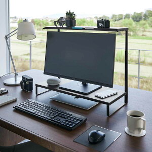 モニター台 山崎実業 正規品 tower タワー モニター上下ラック 2段 モニターの上や下を有効活用 高さ調節可 整理整頓 デスク周り モニターラック 1303 ブラック