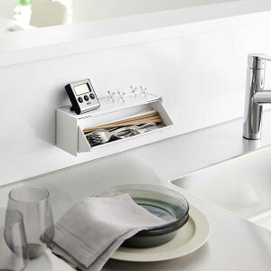 カトラリーケース 山崎実業 正規品 tower タワー マグネットカトラリーケース 壁付けでも、置いても使える スタッキング対応 壁付け マグネット収納 カトラリー収納 箸入れ 箸立て 8462 ホワ