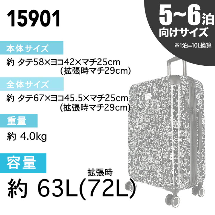 楽天市場】【P6倍_本日0のつく日】キースヘリング スーツケース 拡張  