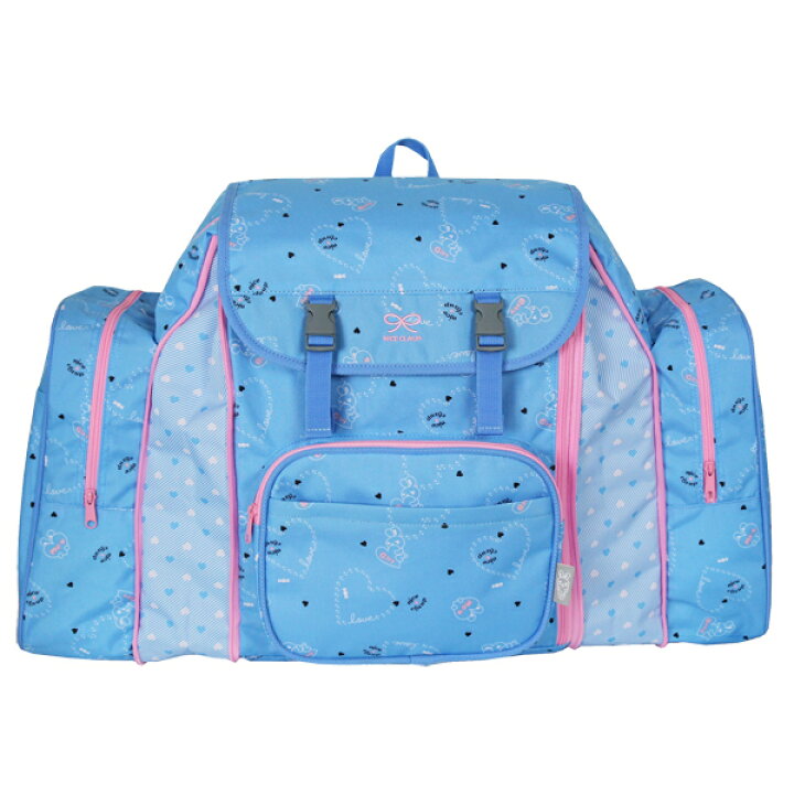 林間学校 リュック おすすめ/NICE CLAUP ナイスクラップ ラブバニー サブリュック 50L nc365 送料無料 ブラック パープル ブルー 女の子 ポリエステル 総柄 ハート キッズ ジュニア バッグ リュックサック チェストベルト 大容量 修学旅行 大型 人気 バッグ ... リュックサック 大容量 高原学校 林間学校 修学旅行