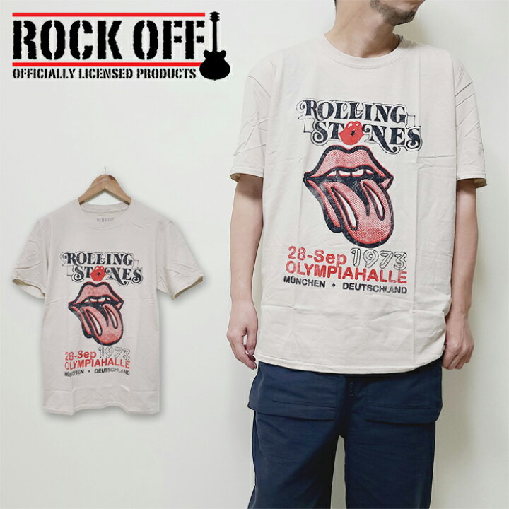 【ポイント10倍】ローリングストーンズ Tシャツ ROCKOFF バンドTシャツ ロックT プリントT ROLLING STONES 新品 バンドT ロックT カットソー ビッグプリント ローリングストーンズ