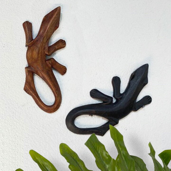 楽天市場 メール便対応可 木製 ゲッコウ ヤモリ 壁飾り アジアン雑貨 16cm 2色 壁掛け 木彫り やもり トカゲ ウォールデコレーション インテリア 置物 オブジェ バリ雑貨 可愛い アジアン バリ雑貨 石材のクプクプ