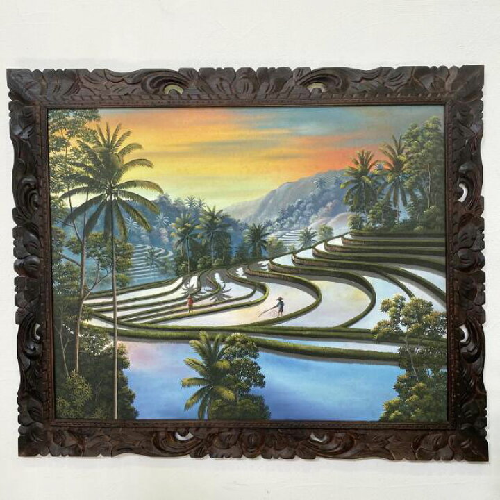 楽天市場】【 ポイントUP 限定saleクーポン 】 バリ絵画 風景画 棚田  