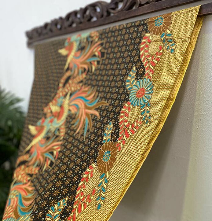 楽天市場】バティック マルチカバー 鳥 花 鳳凰 110×175 茶系 布 