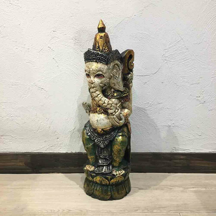 楽天市場】【ポイントUP アジアン バリ】 木彫り ガネーシャ 60cm 白 