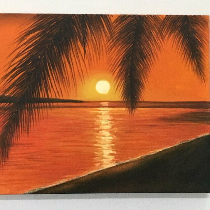 楽天市場 セール中 秋限定クーポン アジアン雑貨 インテリア バリ風 バリアート 海の絵 ヤシとサンセット ビーチ E 4 W50 H40cm バリ 絵画 海 インテリア アートパネル サーフィン ハワイアン 南国 バリ島 ウブド 海 リゾート 風水 アジアン バリの絵 販売 父の日