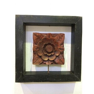 【 アウトレット 在庫処分 スーパーセール 20%OFF 】 アジアン雑貨 インテリア バリ風 木製 壁掛けレリーフ 木枠付き W30cm G ミディアムブラウン 茶 木彫り 彫刻 アート アジアン バリ雑貨 イン