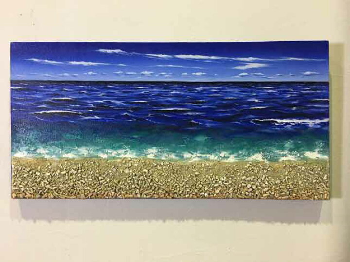絵画海砂浜癒し南国の砂浜舟
