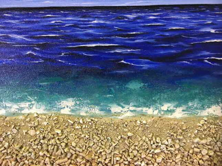 絵画海砂浜癒し南国の砂浜舟