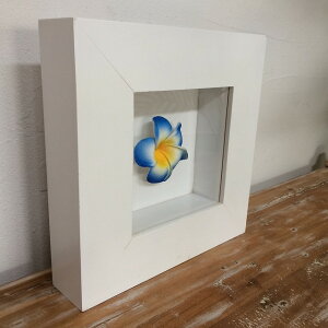 【 アウトレット 在庫処分 スーパーセール 半額 】 バリ風 木枠 花 オブジェ プルメリア A-3 青花 白枠 置き物 インテリア 南国 ハワイ バリ雑貨 アジアン雑貨 モダン シンプル 玄関 飾り 店舗