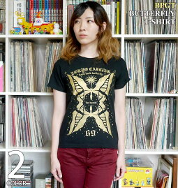 butterflyTシャツ(ブラック)BPGTsp010tee-bk-Z完-半袖黒色バタフライ蝶々ちょうちょ昆虫アメカジカジュアルプリントメンズレディースペアユニセックスファッション大きいサイズコットン綿100%春夏秋服コーデTシャツ屋さんバンビ【RCP】