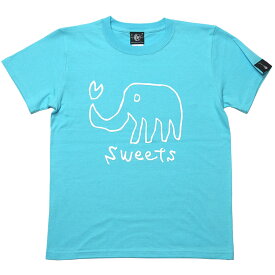 sweets Tシャツ (アクアブルー) BPGT sp013tee-ab -F- 半袖 象さん ゾウ アニマル 動物柄 ラクガキ 可愛い 落書きイラストレーション カジュアル メンズ レディース 男女兼用 青水色 コットン綿100% 春夏秋服コーデ オリジナルデザイン Tシャツ屋さんバンビ【RCP】