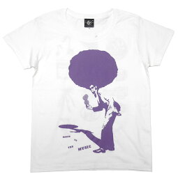 SOUL80(ビックアフロ)ガールズUネックTシャツ-BPGT-sp021-gu-G-ソウルミュージックディスコダンスR&Bかわいいアメカジカジュアルオリジナルプリント半袖レディースカットソーホワイト白Tシャツ屋さんバンビ【RCP】