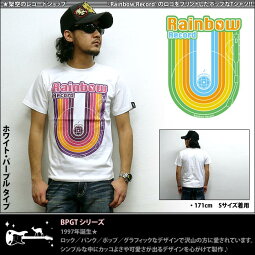 RainbowRecord(レインボーレコード)TシャツBPGTsp028tee-じ完-虹色音楽ミュージックポップロックグラフィックかわいいカジュアルオリジナル半袖メンズレディースユニセックスホワイト白色コットン綿100%Tシャツ屋さんバンビ【RCP】