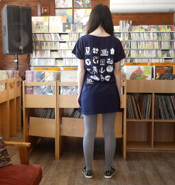 カバTシャツワンピース-BPGT-sp053opt-GR-ワンピTシャツ半袖ロゴかば河馬Hippoアニマルイラスト落書きらくがきポップカジュアルコーデ可愛いかわいいレディースガールズネイビー紺色MサイズTシャツ屋さんバンビ【RCP】