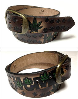 エンボスレザーベルト(ヘンプ柄)-BRACKNEYLEATHERWORKSブラックニーレザーワークス-squ5307-23-G-HEMP柄USAアメリカ製本革小物型押しアメカジカジュアルメンズユニセックスロング大きいサイズブラウン茶色【RCP】