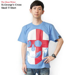 セントジョージクロススカルTシャツ(サックス)tgw041tee-sax-Z完-半袖水色パンクロックTシャツドクロガイコツ髑髏イングランド英国十字旗かっこいいオリジナルメンズレディース男女兼用ブランド大きいサイズTシャツ屋さんバンビ【RCP】