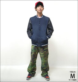 ニットデニム×PUレザースタジアムジャンパー-GRNジーアールエヌ-gu732128q-GR-トップスDENIMスタジャンライトアウターブルゾンアメカジカジュアルかっこいいインディゴ紺色メンズファッションセレクト秋冬服コーデ【smtb-m】【RCP】