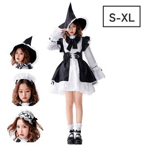 コスプレ ハロウィン コスチューム ロリータ メイド メイド服 仮装 衣装 レディース ワンピース ミドル丈 ワンピ ロングワンピ 膝下丈 大きいサイズ ハロウィンコスプレ コスプレ衣装 セッ